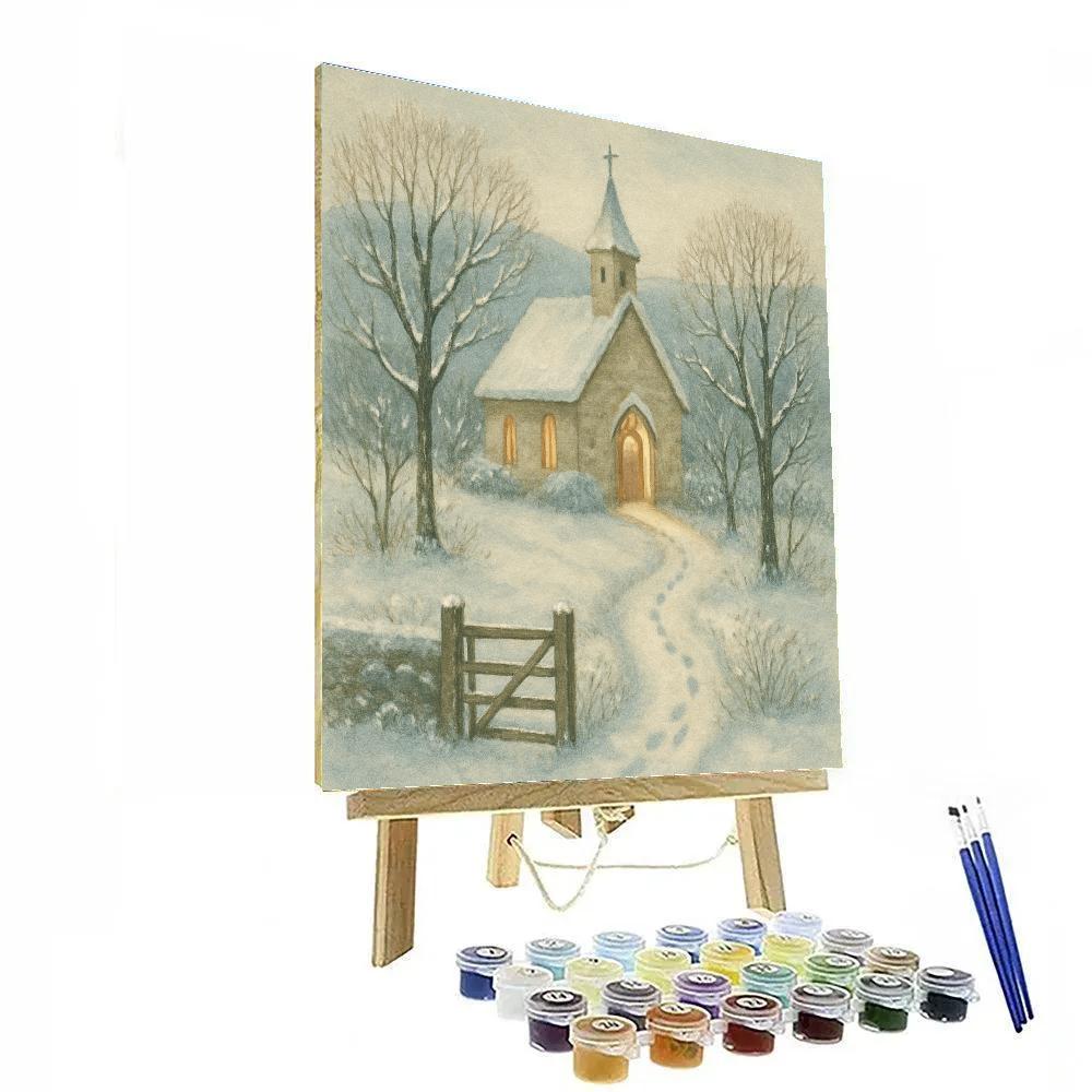 Snow Path To The Country Chapel Paint by numbers art