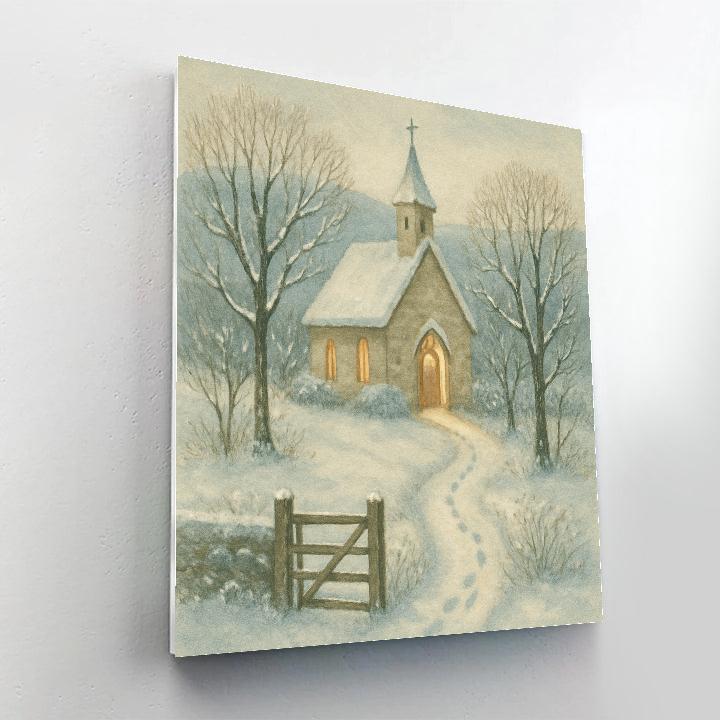 Snow Path To The Country Chapel Paint by numbers art