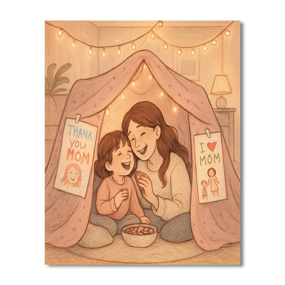 Mothers Day Fort Of Pillows And Dreams Numbered painting kits