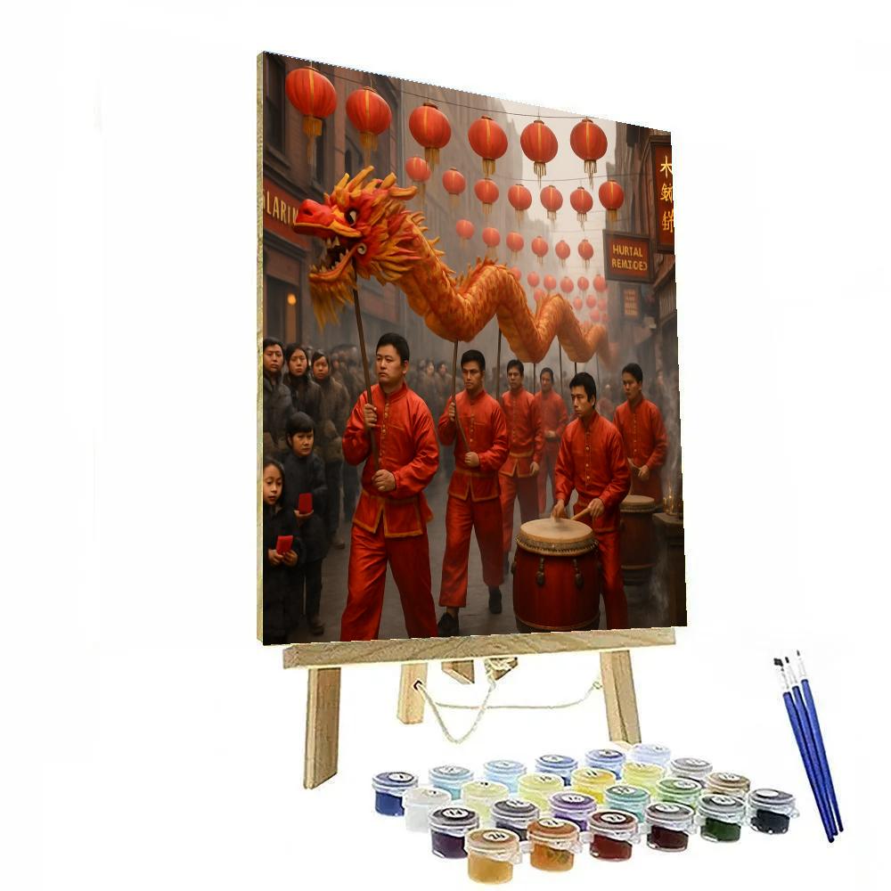 Lunar New Year Dragon Dance In Chinatown paint by numbers