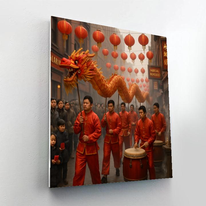 Lunar New Year Dragon Dance In Chinatown paint by numbers