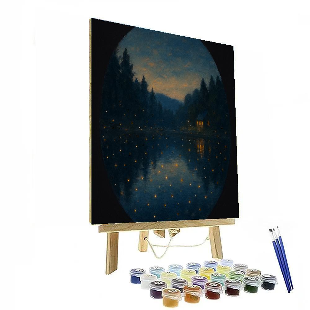 Firefly Evening At Mirror Lake paint by number