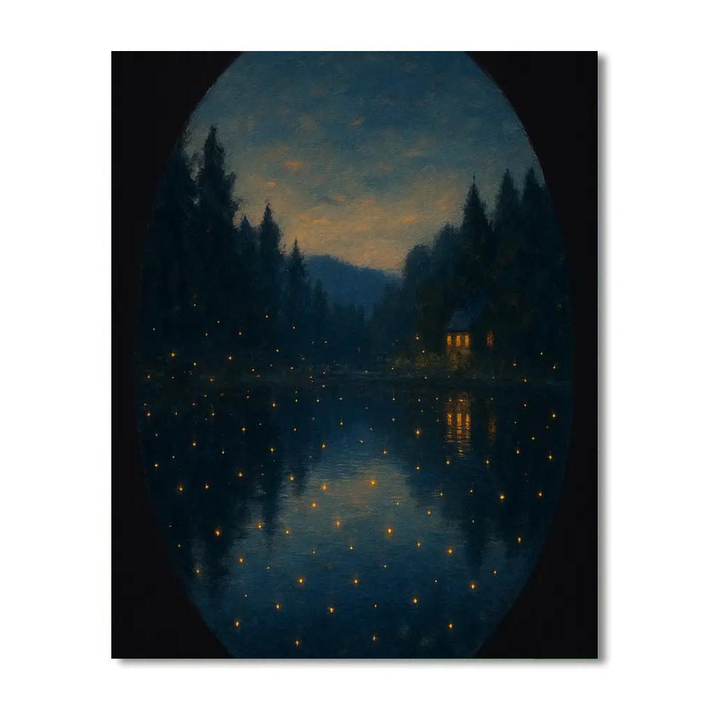 Firefly Evening At Mirror Lake paint by number