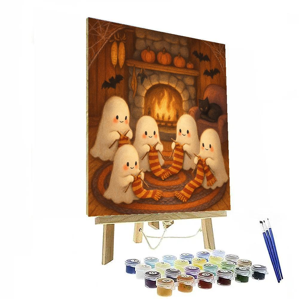 Ghost Knit Circle Beside The Fireplace Number painting