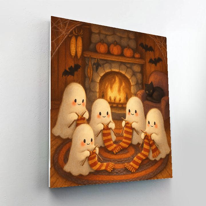 Ghost Knit Circle Beside The Fireplace Number painting