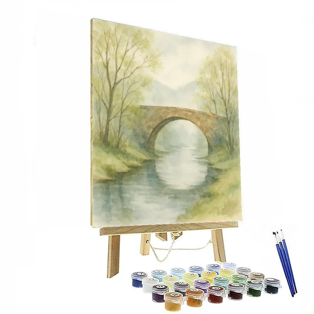 Misty Riverbend With Stone Arch DIY paint by numbers