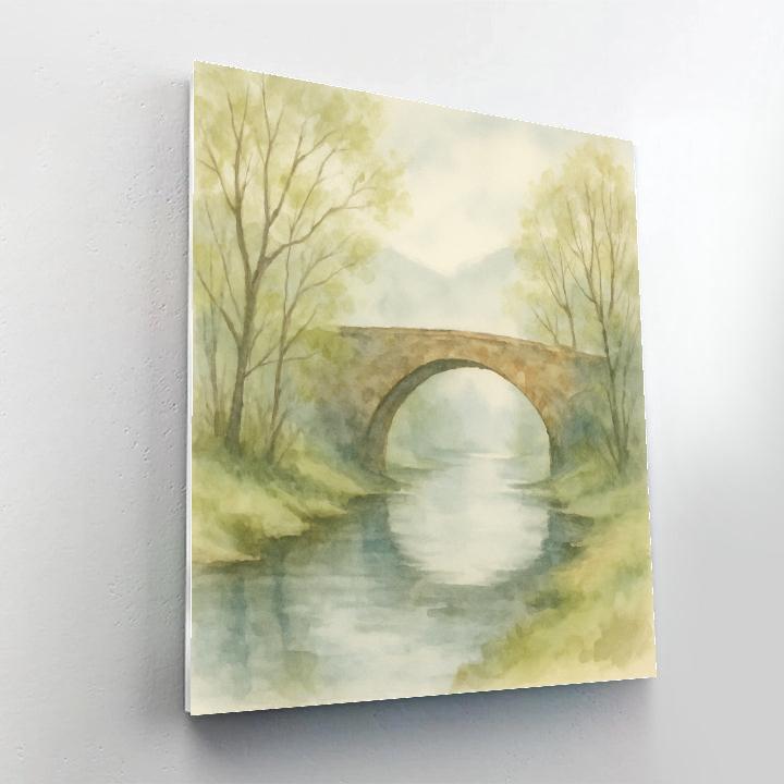 Misty Riverbend With Stone Arch DIY paint by numbers