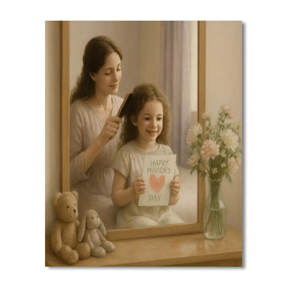 Brushing Little Curls On Mothers Day Morning Paint by numbers kits