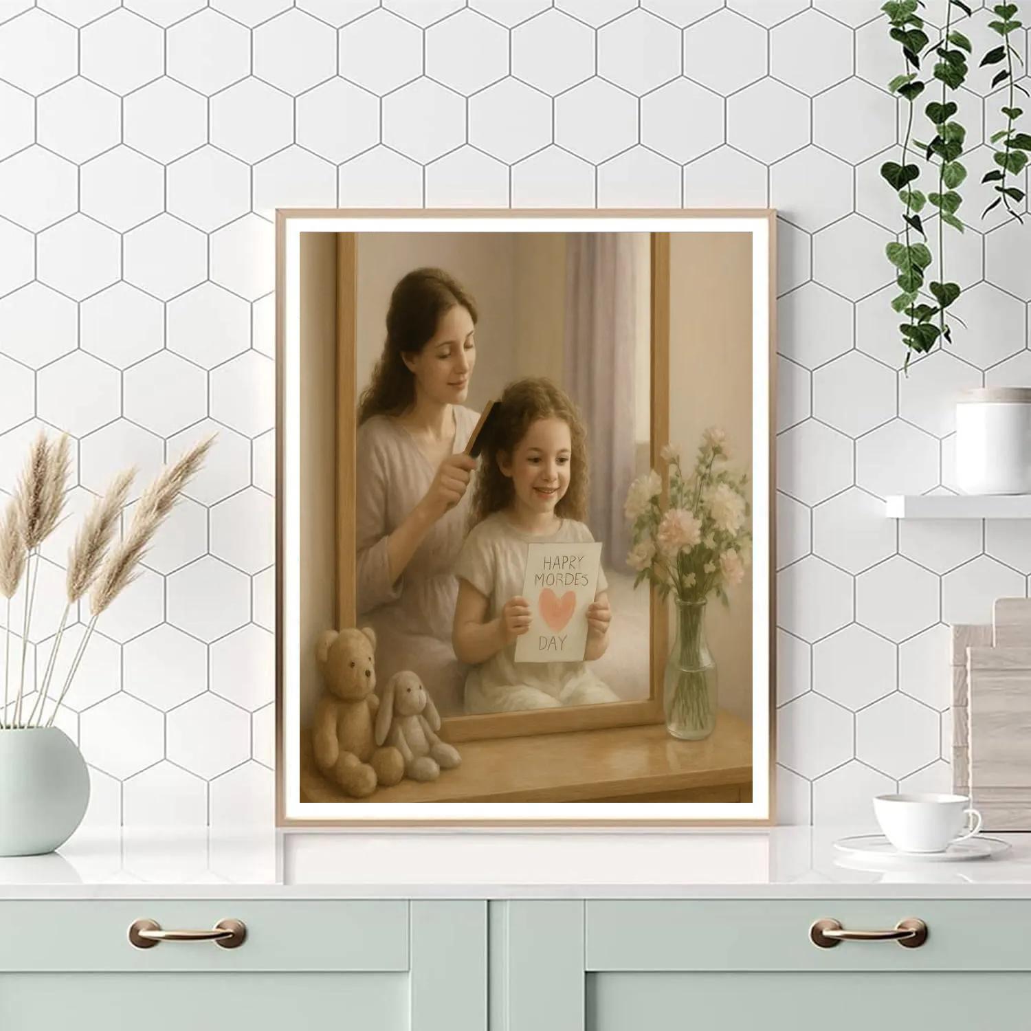Brushing Little Curls On Mothers Day Morning Paint by numbers kits