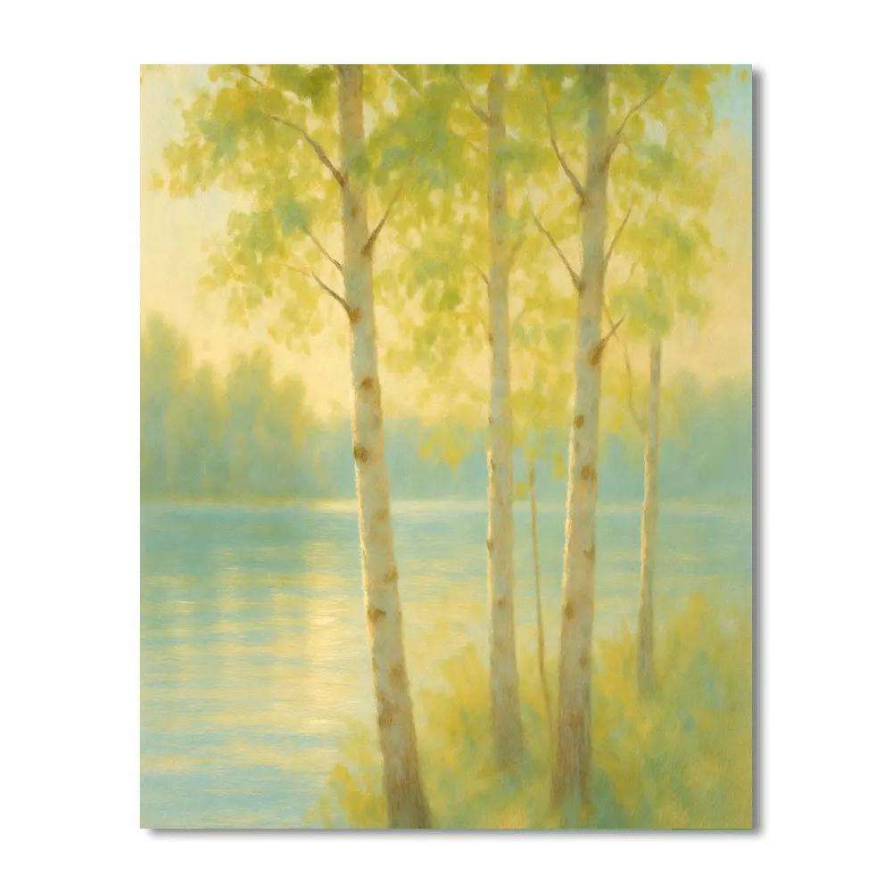 Morning Light Through Birch By Lakeside Paint by numbers kits