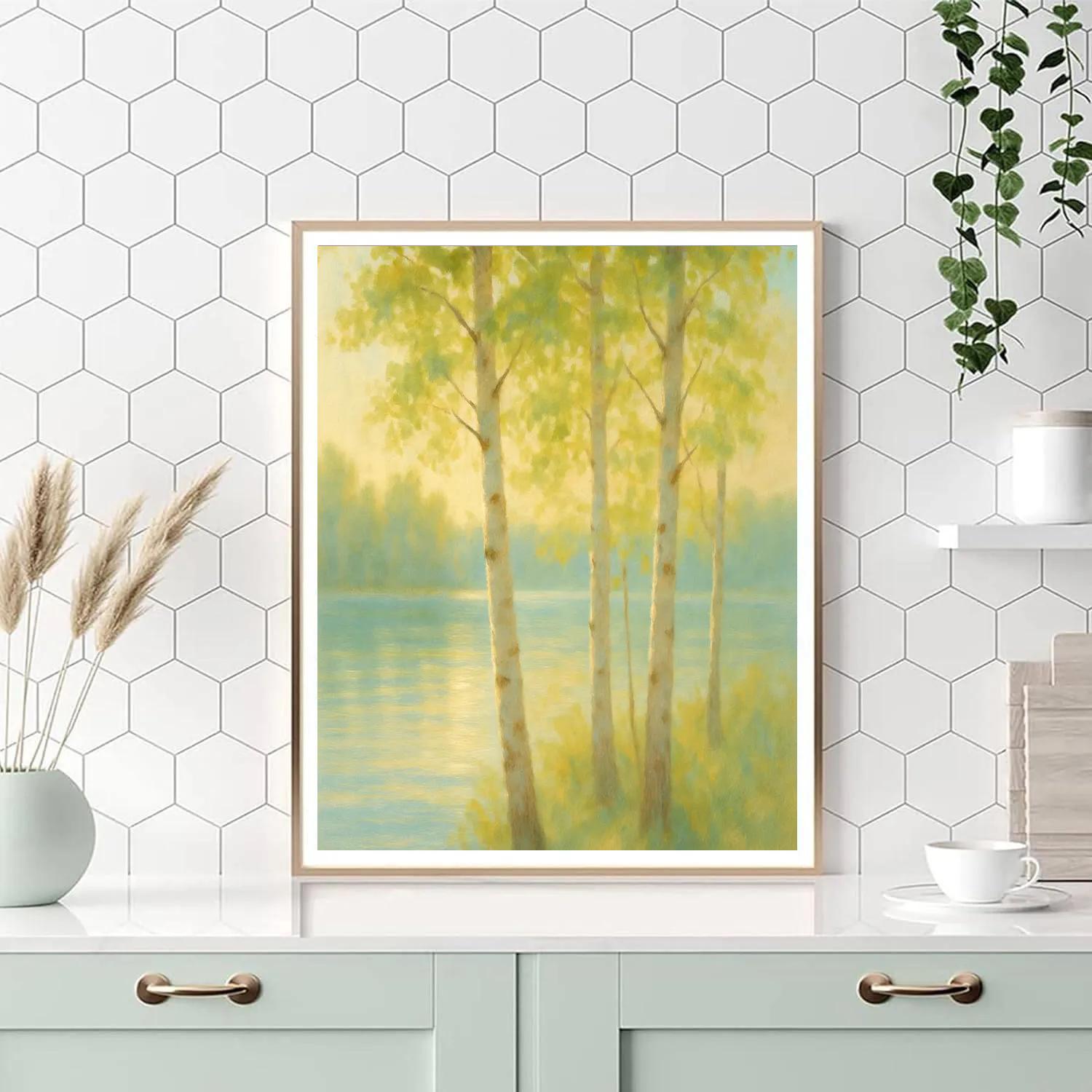 Morning Light Through Birch By Lakeside Paint by numbers kits