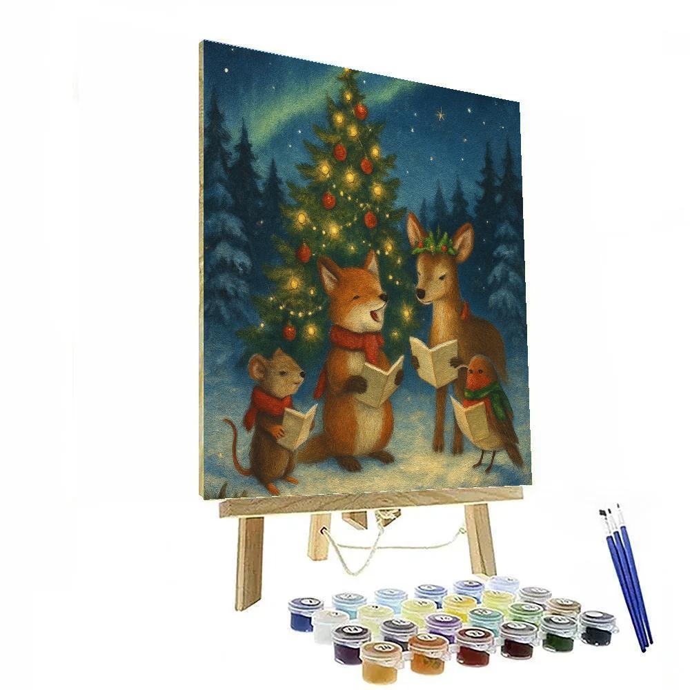 Starlit Woodland Carolers paint by color