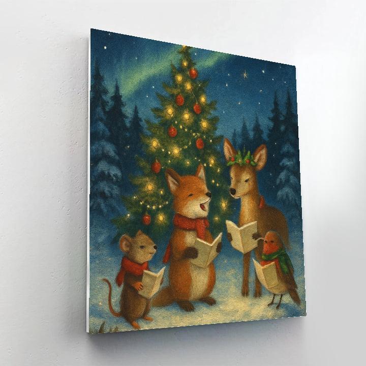 Starlit Woodland Carolers paint by color
