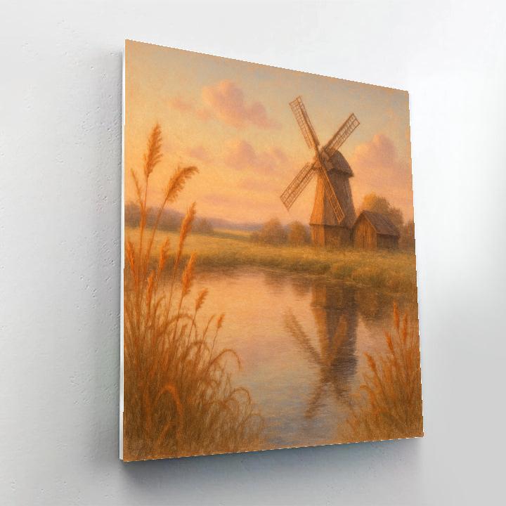 Country Windmill In The Evening Glow paint by color