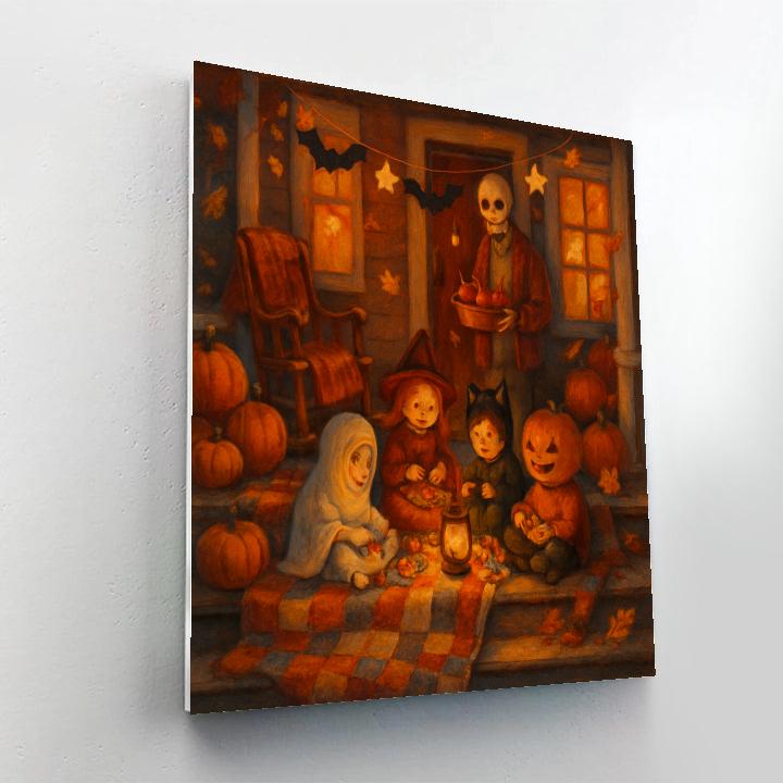 Autumn Porch Trick Or Treat Gathering DIY paint by numbers