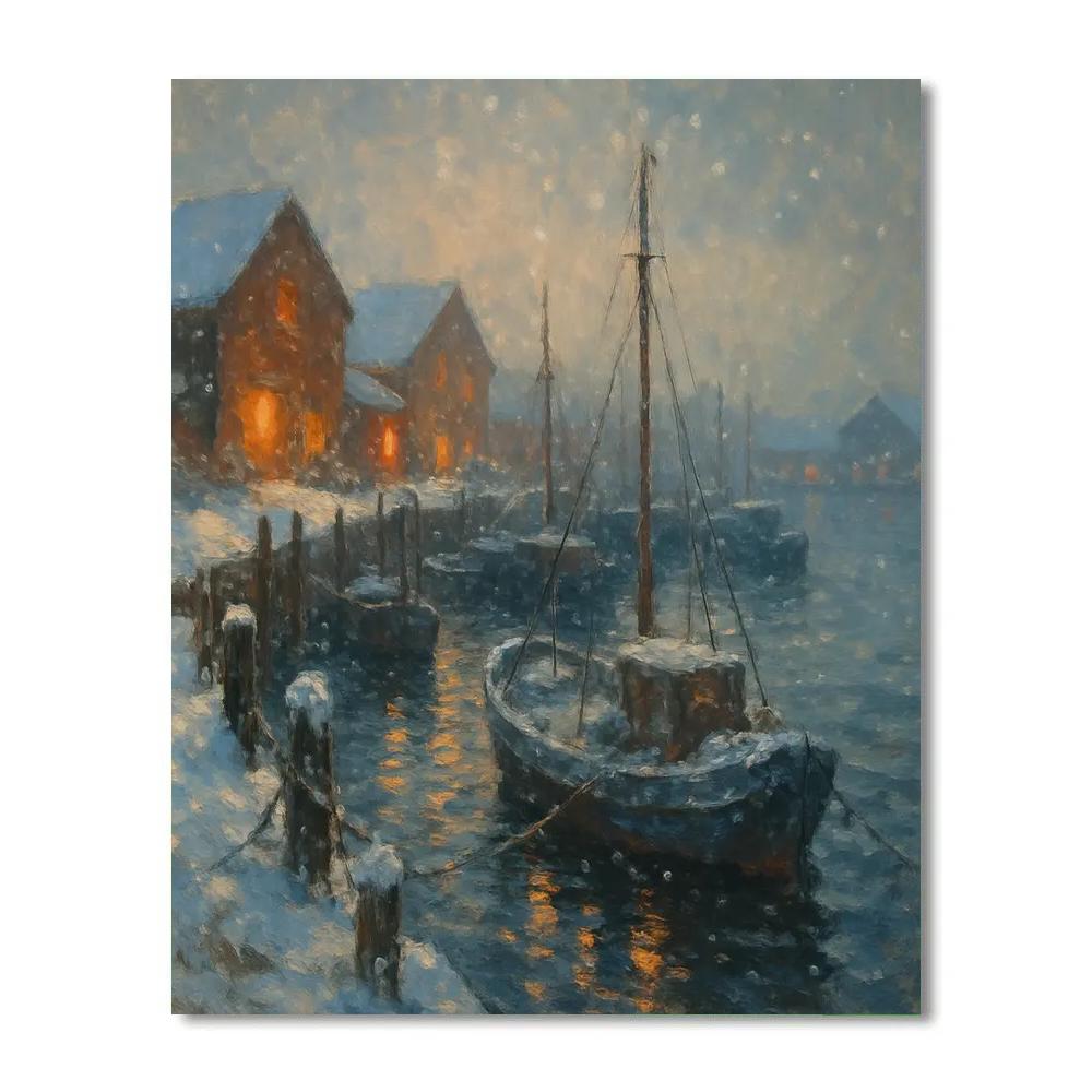 Harbor Lights In Winter Haze paint by color