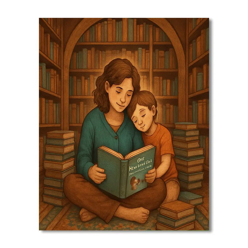 Library Adventures With Mom Paint by numbers art