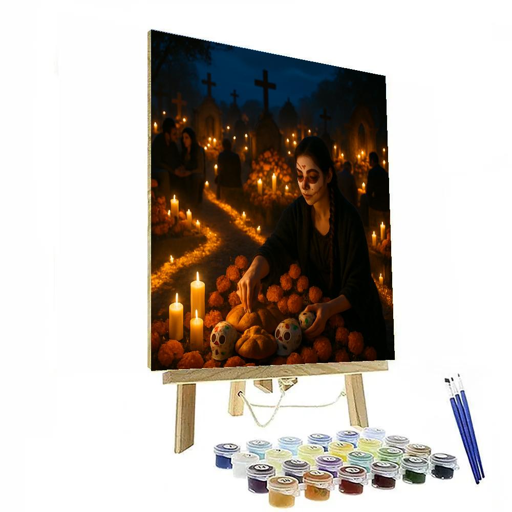 Dia De Muertos Night Vigil In Oaxaca Cemetery paint by color