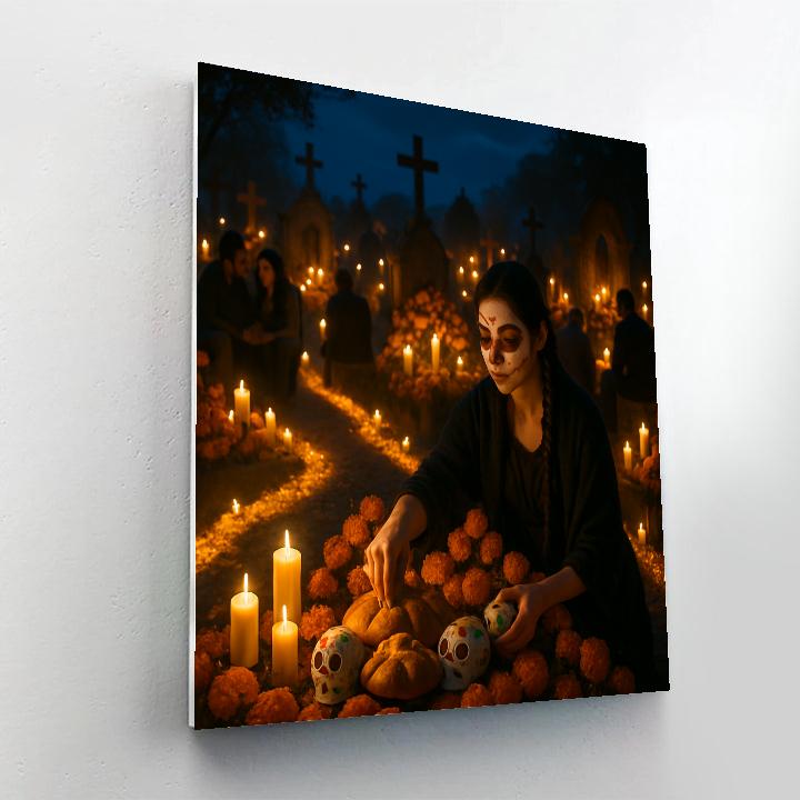 Dia De Muertos Night Vigil In Oaxaca Cemetery paint by color