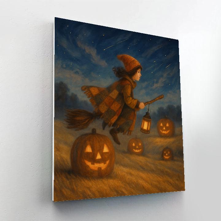 Starry Broom Ride Over The Hayfields Painting by numbers kit