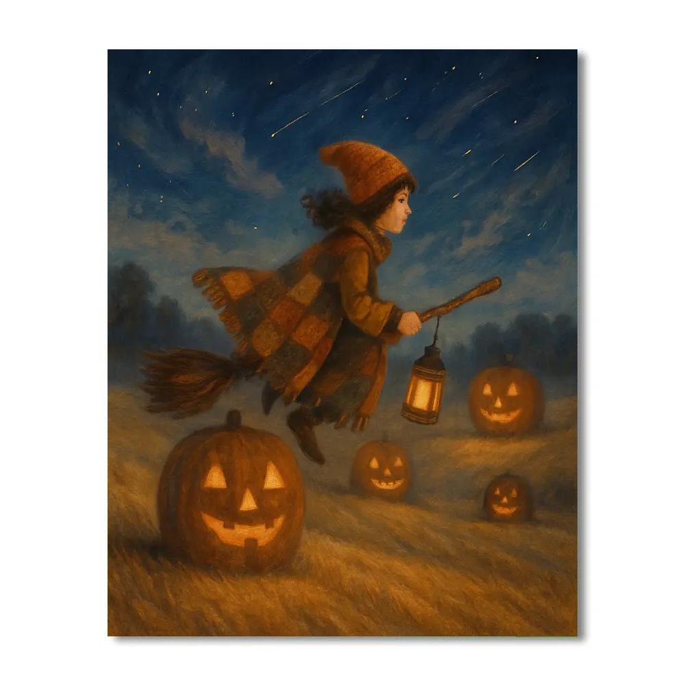 Starry Broom Ride Over The Hayfields Painting by numbers kit