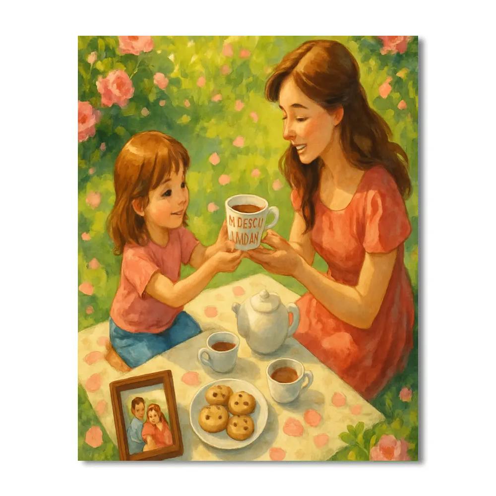 Mothers Day Garden Tea Picnic paint by number