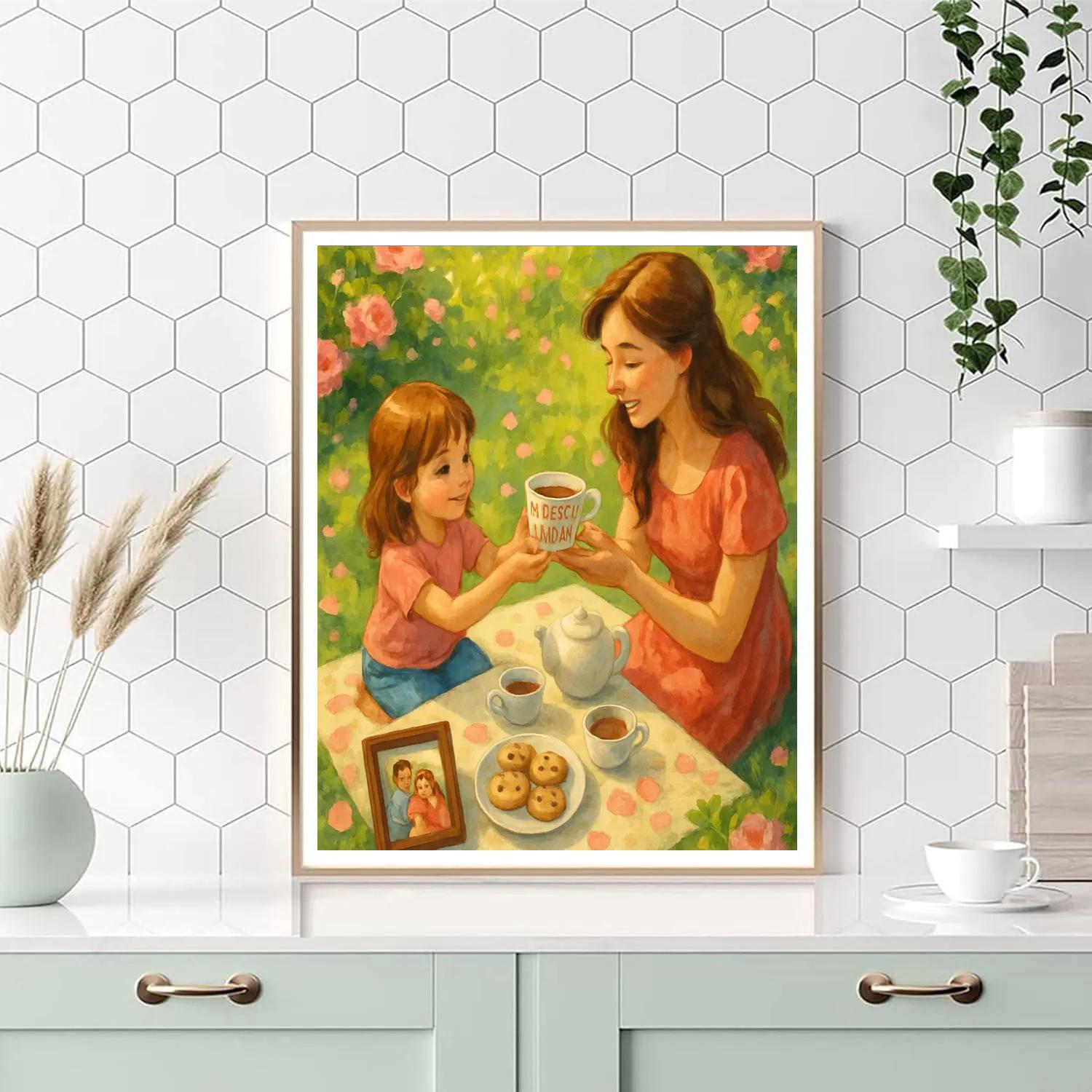 Mothers Day Garden Tea Picnic paint by number