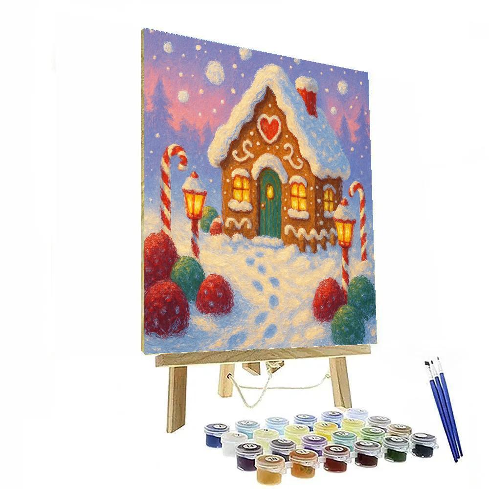 Gingerbread Cottage On Frost Lane Paint by numbers kits