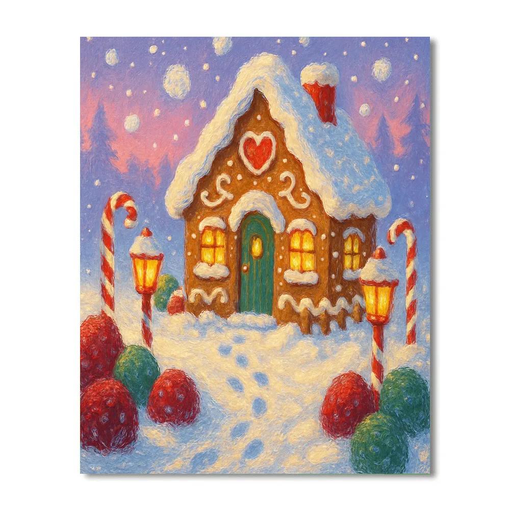 Gingerbread Cottage On Frost Lane Paint by numbers kits