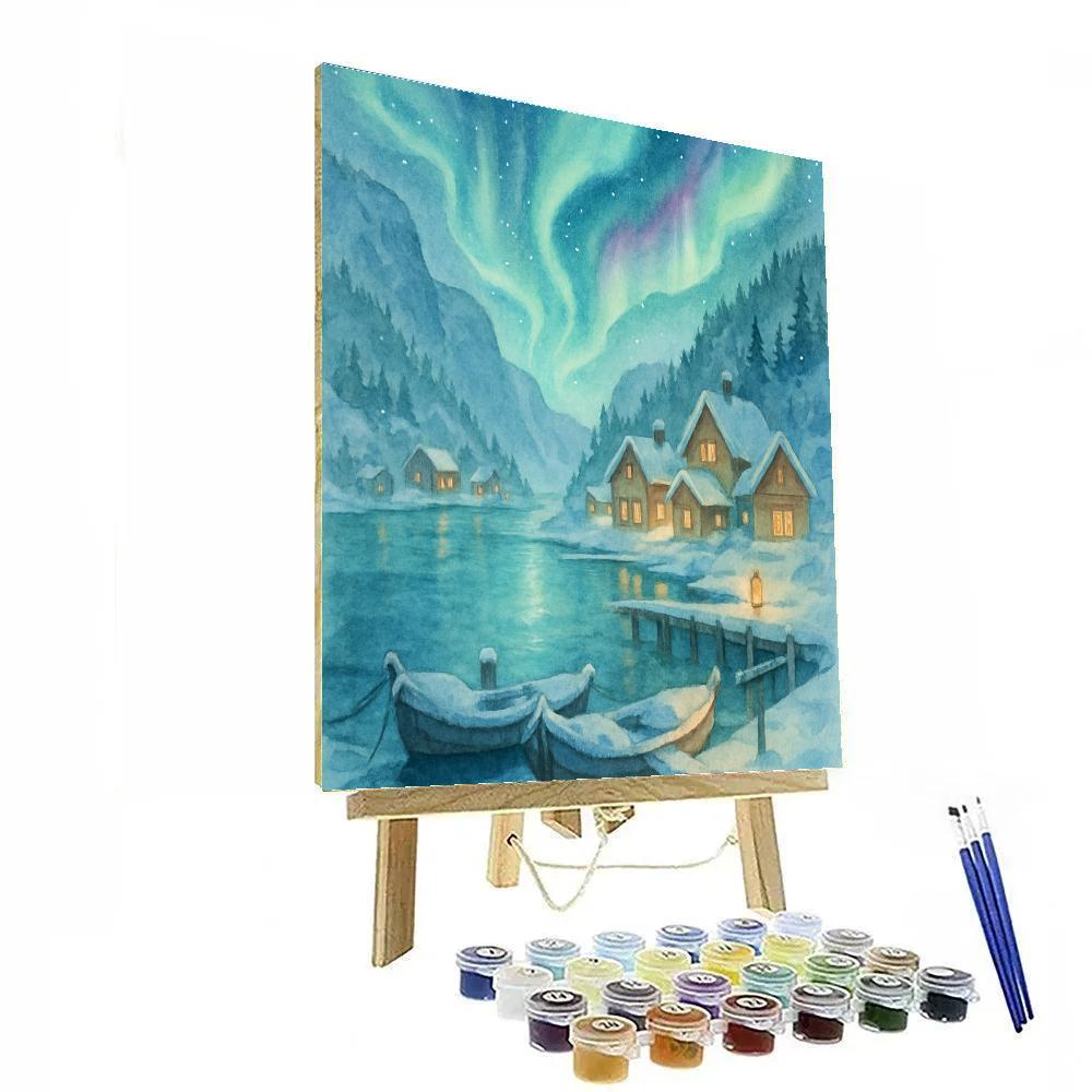 Aurora Over The Christmas Fjord Painting by numbers kit