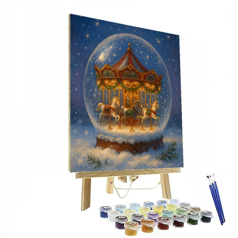 Snowglobe Carousel Dream DIY paint by numbers