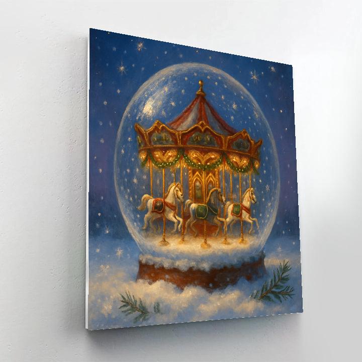 Snowglobe Carousel Dream DIY paint by numbers