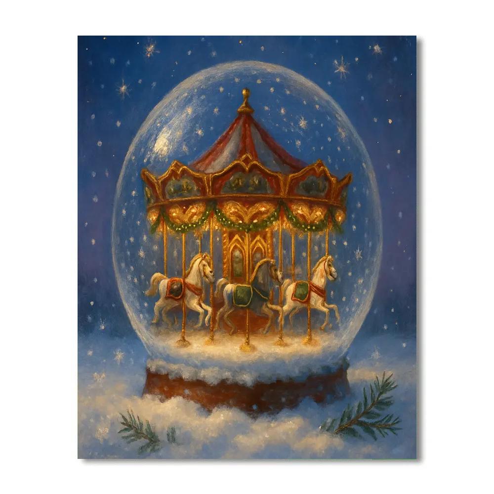 Snowglobe Carousel Dream DIY paint by numbers
