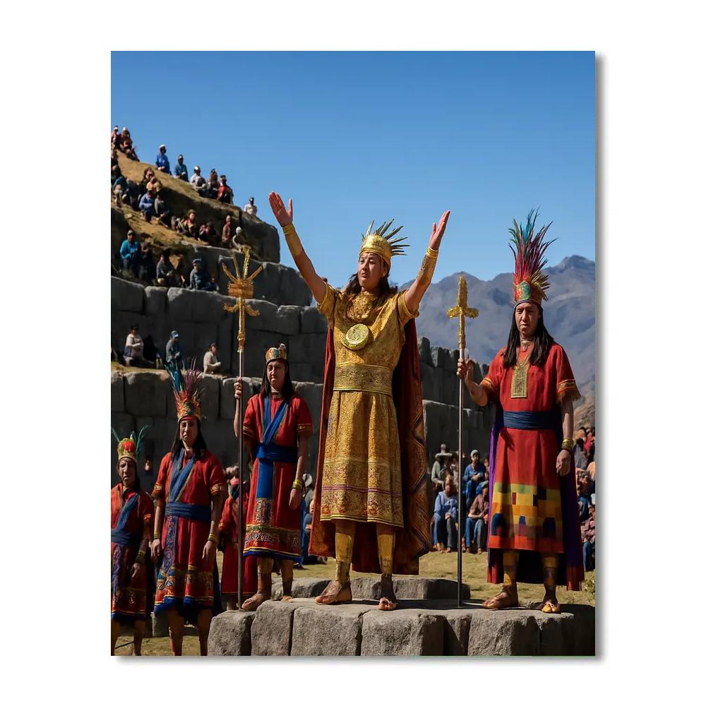 Inti Raymi Sun Festival At Sacsayhuaman paint by color