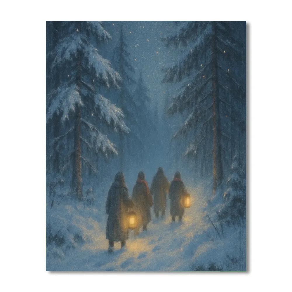 Lantern Walk Through Silent Pines Paint by numbers kits