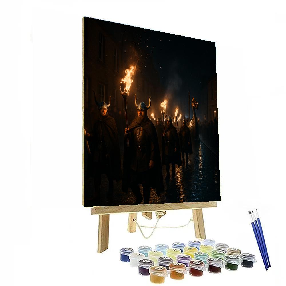 Up Helly Aa Fire Festival Procession In Shetland paint by color