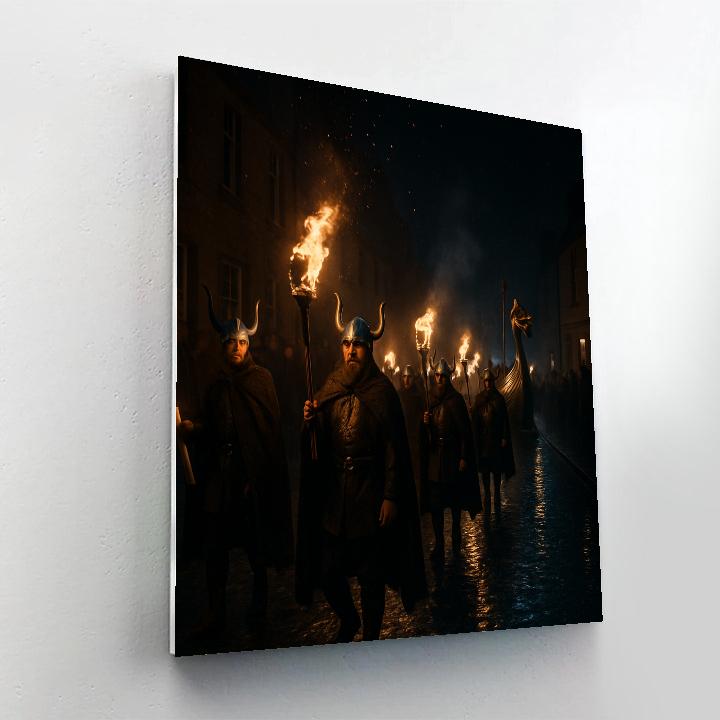 Up Helly Aa Fire Festival Procession In Shetland paint by color