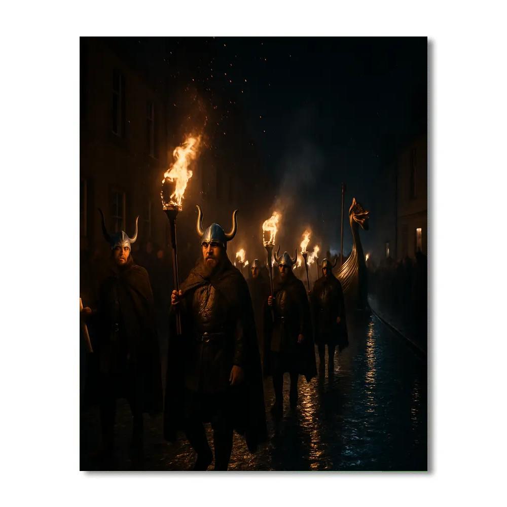 Up Helly Aa Fire Festival Procession In Shetland paint by color