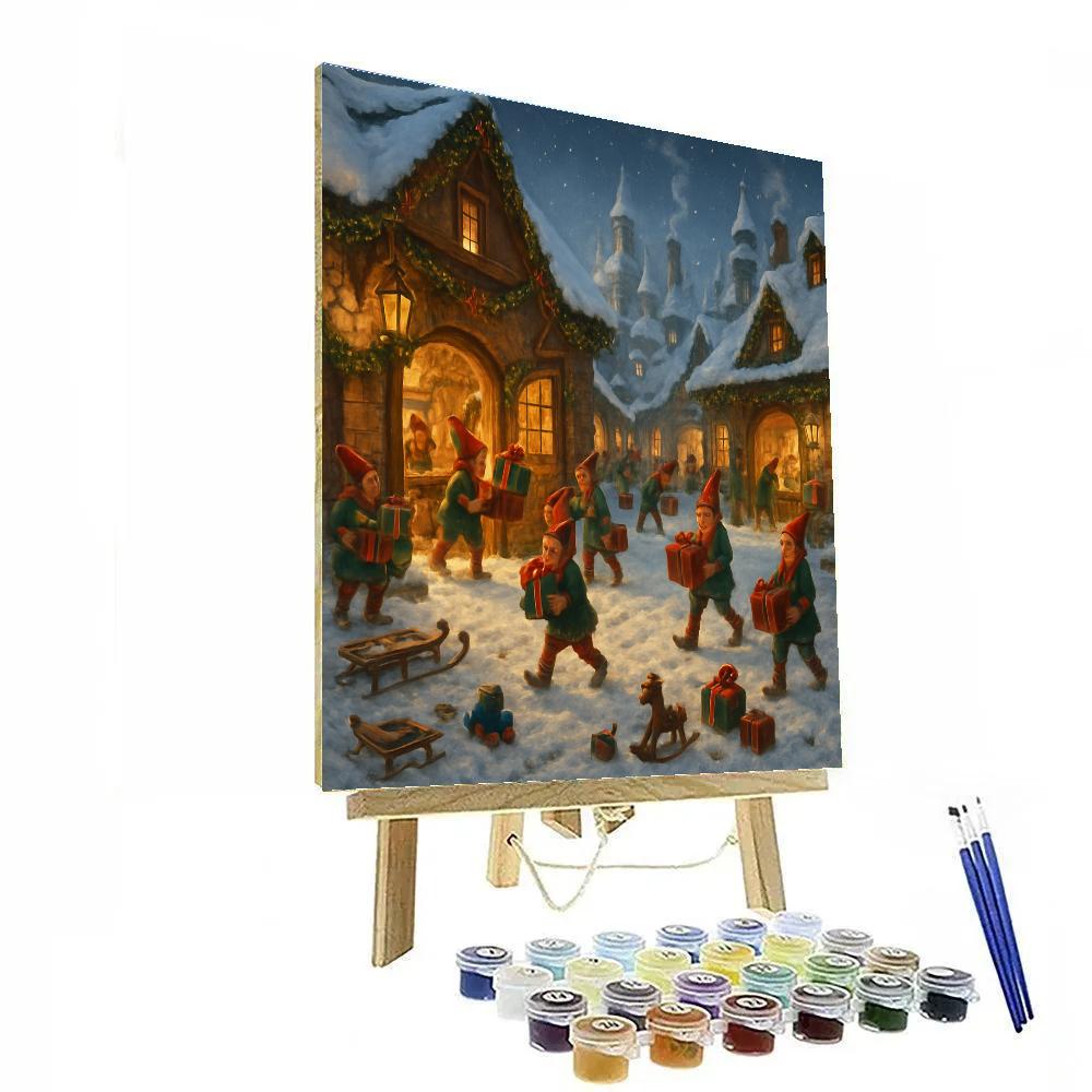 North Pole Toy Workshop Courtyard Number painting