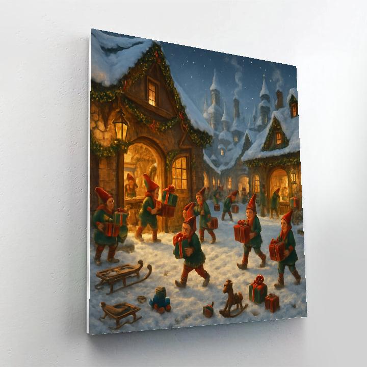 North Pole Toy Workshop Courtyard Number painting