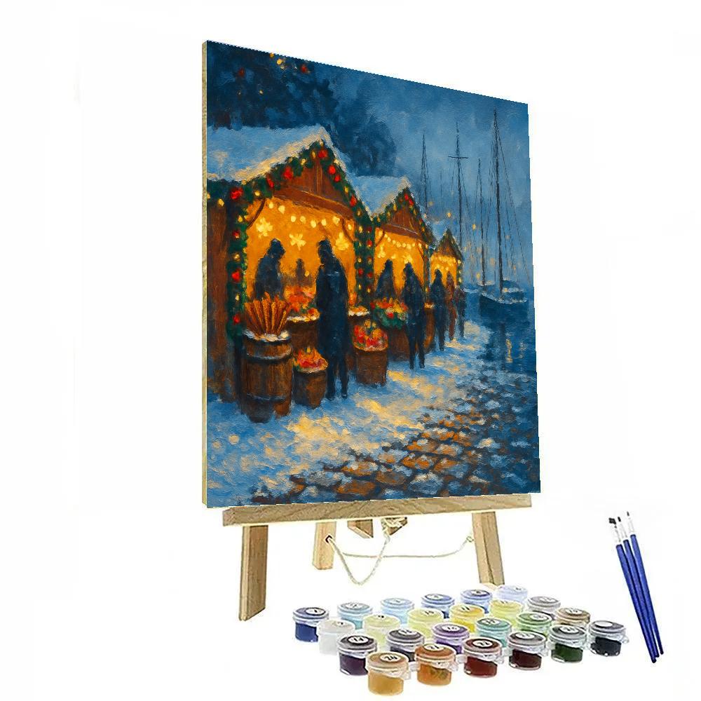 Frosty Harbor Christmas Market Paint by numbers art