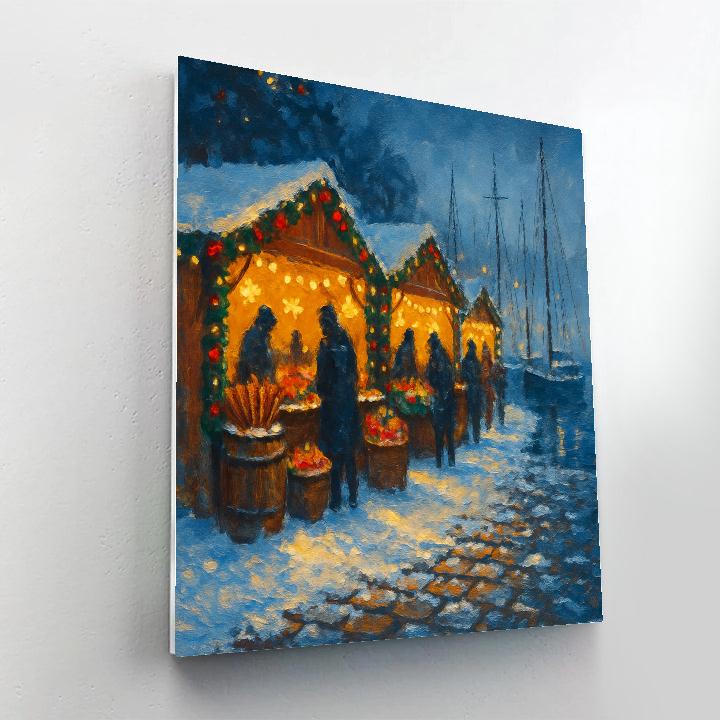 Frosty Harbor Christmas Market Paint by numbers art