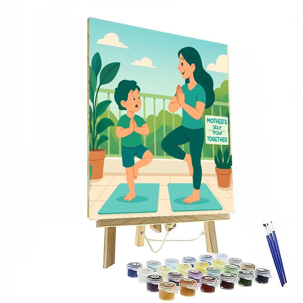 Morning Yoga With Mom On Mothers Day Number painting