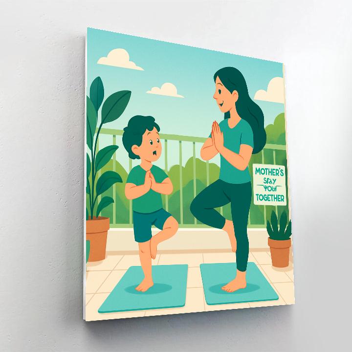 Morning Yoga With Mom On Mothers Day Number painting
