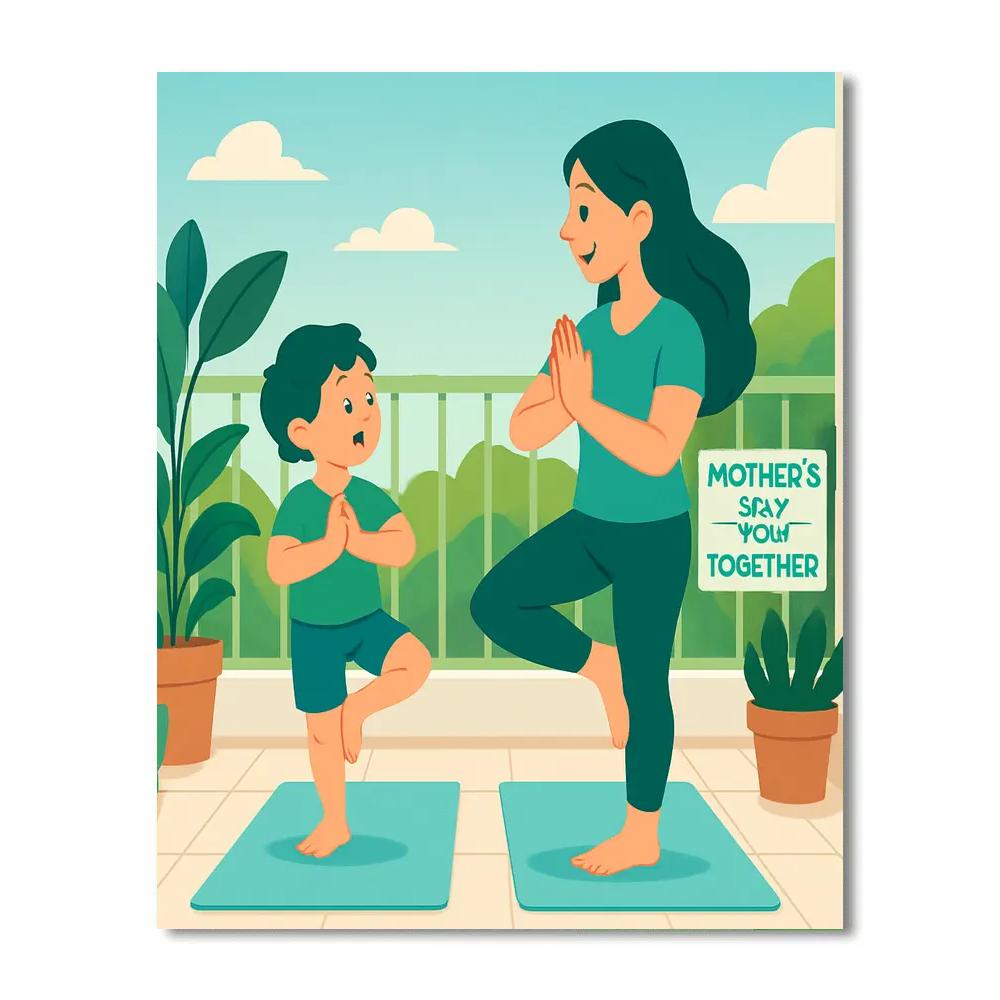 Morning Yoga With Mom On Mothers Day Number painting