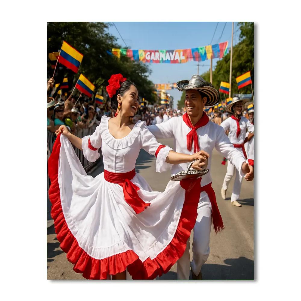 Carnaval De Barranquilla Cumbia Street Dance paint by color