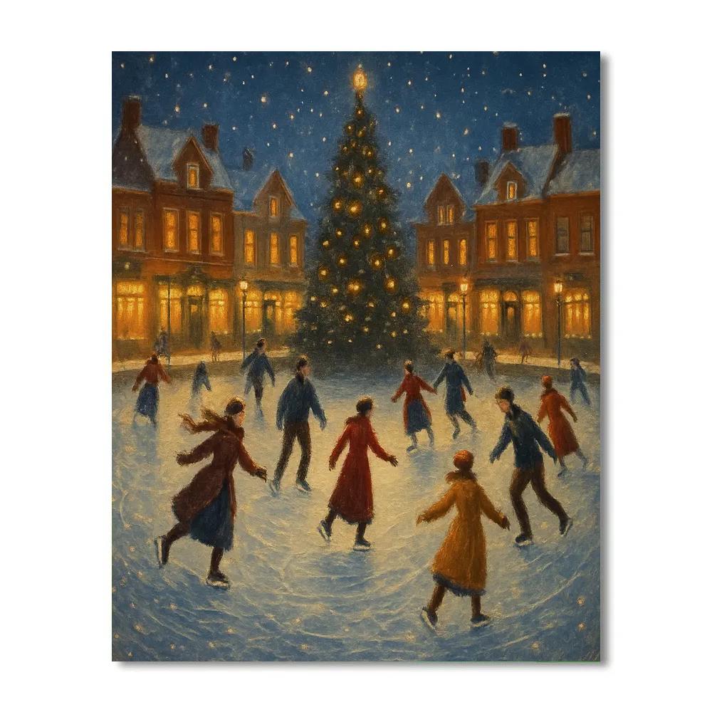 Christmas Eve Ice Rink Reverie Paint by numbers art