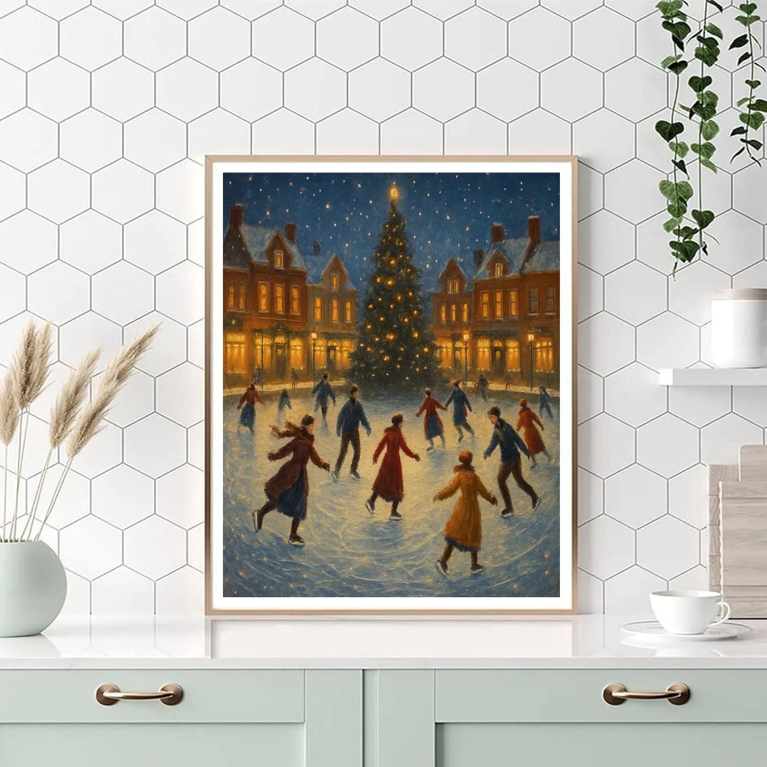 Christmas Eve Ice Rink Reverie Paint by numbers art