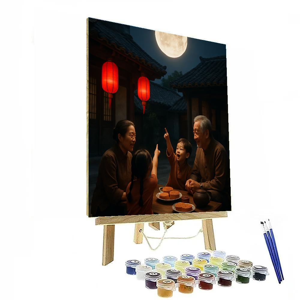 Chinese Mid Autumn Festival Mooncake Gathering Numbered painting kits