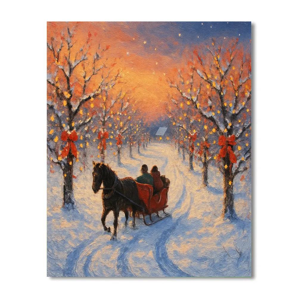 Twilight Sleigh Ride Through Orchard Lanes Numbered painting kits